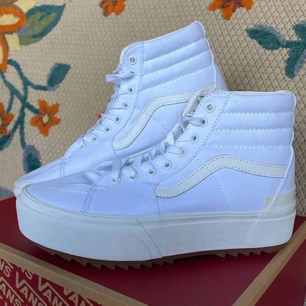 Vans WMNS Sk8-Hi Stacked (Canvas) True White VN0A4BTWL5R Platforms Sneakers NIB